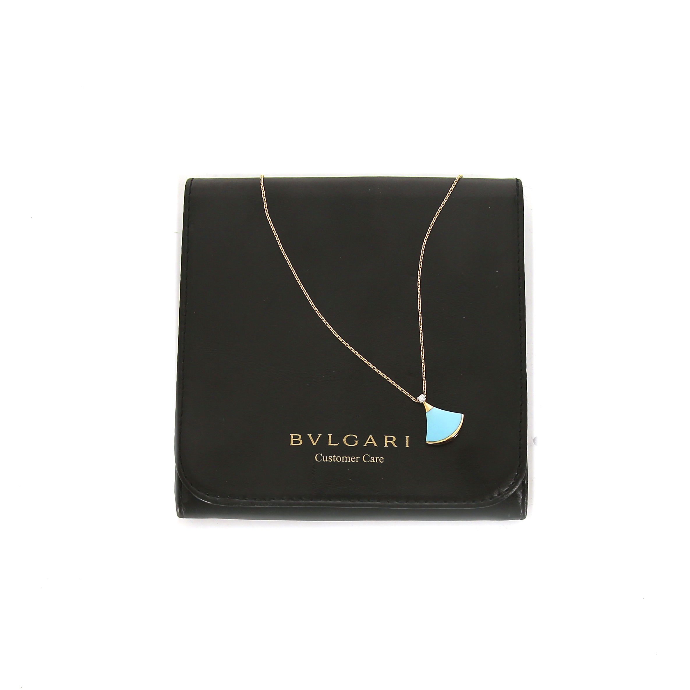 Collier Bulgari Divas' Dream petit modèle en or rose,  turquoise et diamant - Detail D2