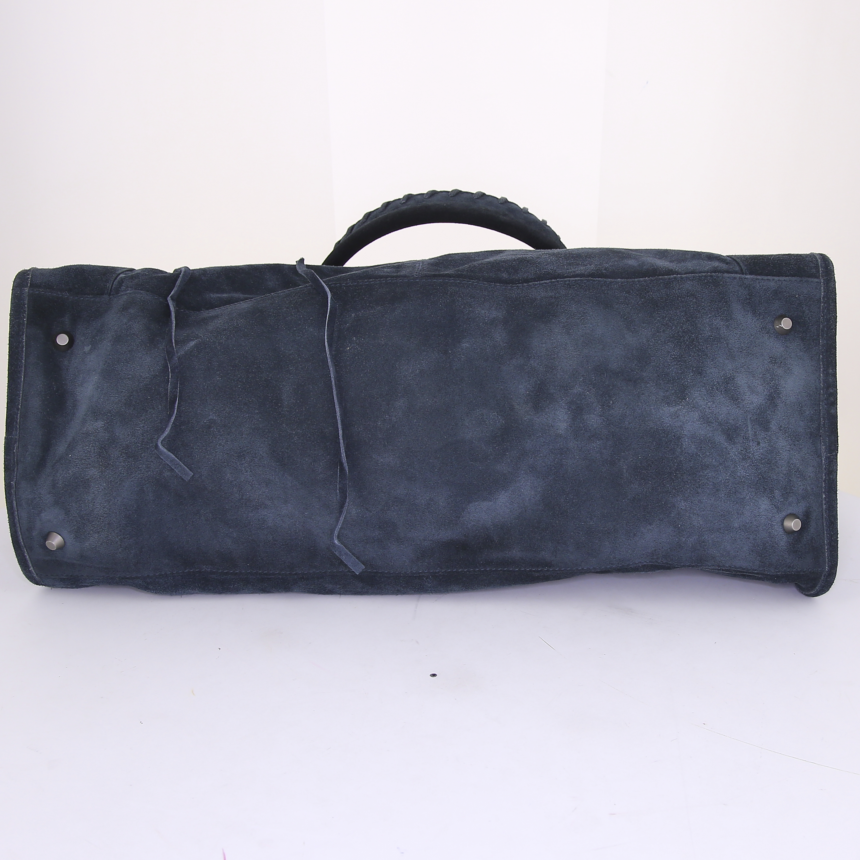 Balenciaga Work handbag in blue oil suede - Detail D4