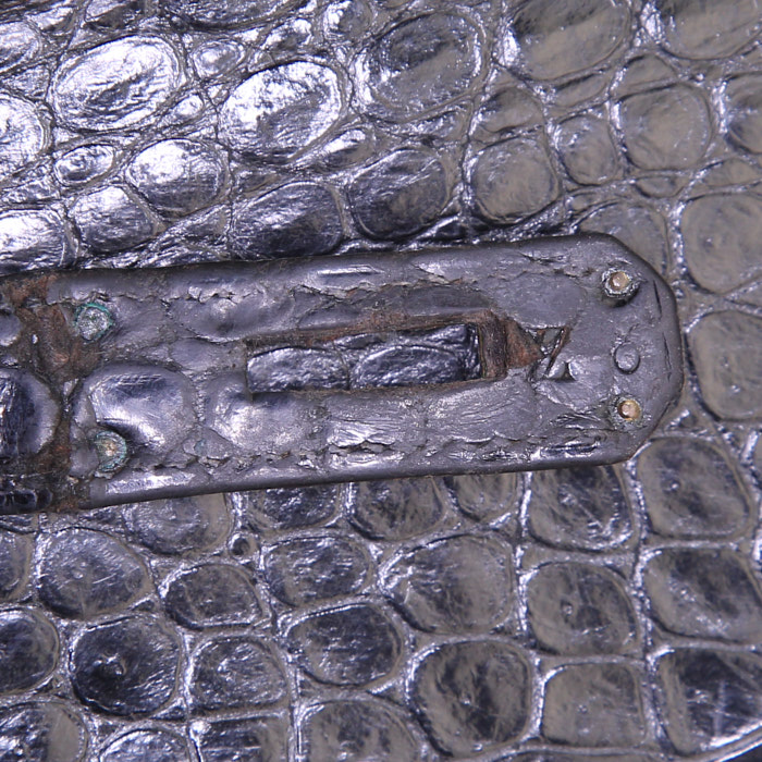 Bolso de mano Hermes Kelly 35 cm en cocodrilo porosus negro - Detail D4