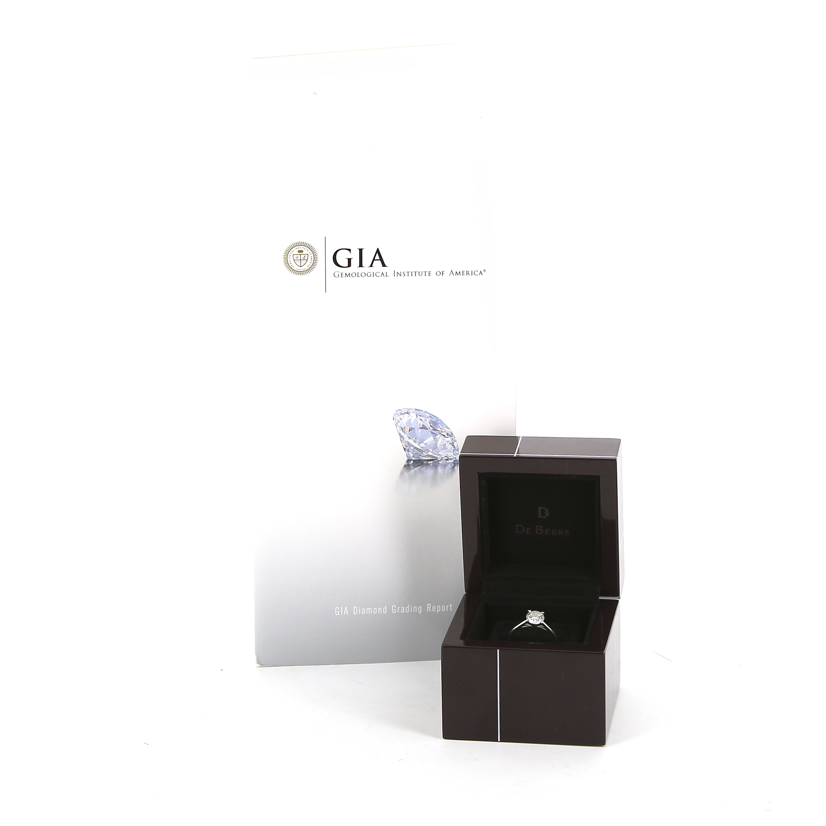 De Beers solitaire ring in platinium and in diamond - Detail D2