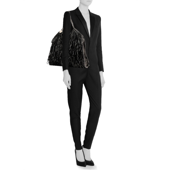 Bolso de mano Stella McCartney Falabella en lona plateada - Detail D1