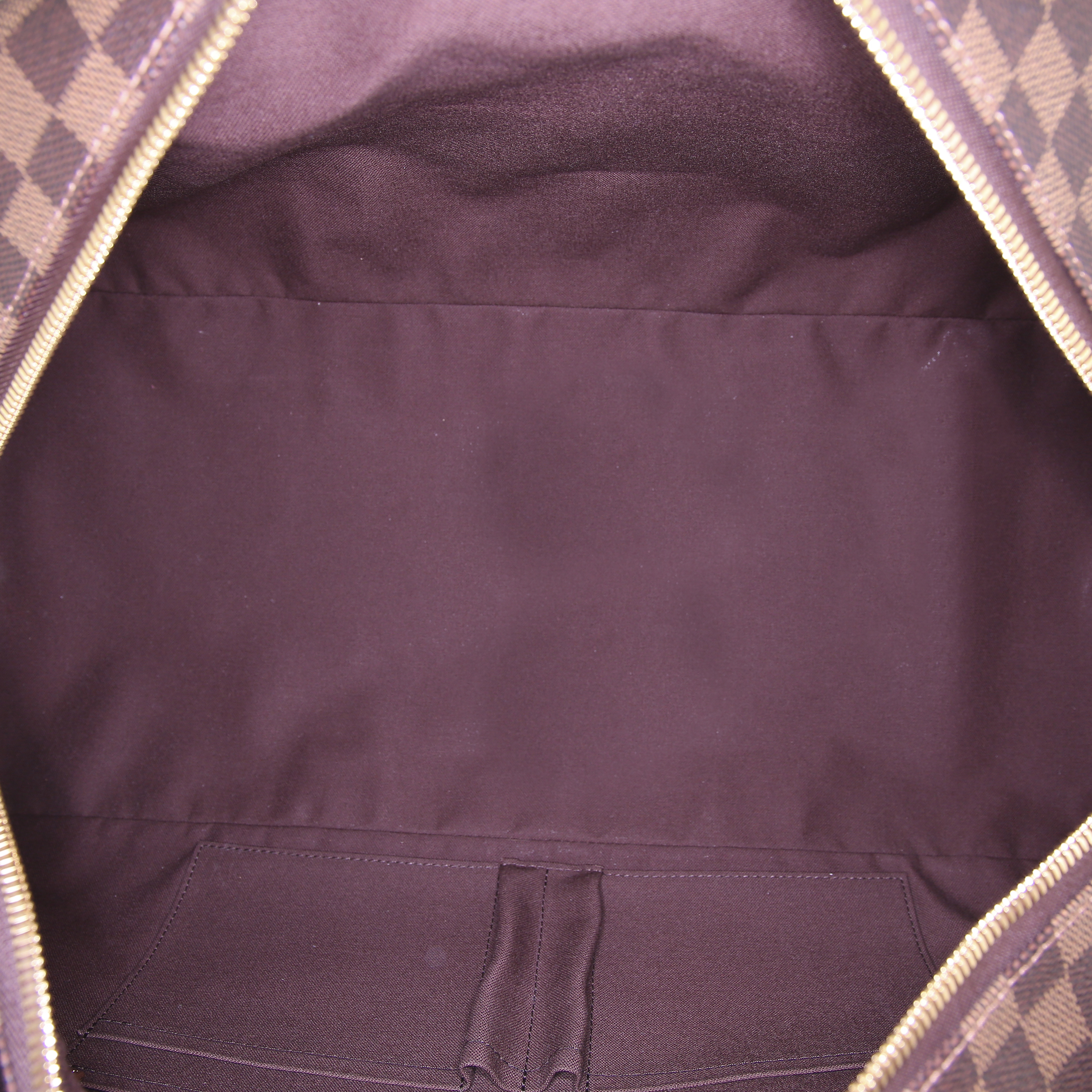 Borsa da viaggio Louis Vuitton Weekender Beaubourg in tela cerata con motivo a scacchi marrone e pelle lucida marrone - Detail D2