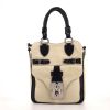 Balenciaga handbag in beige and black leather - 360 thumbnail