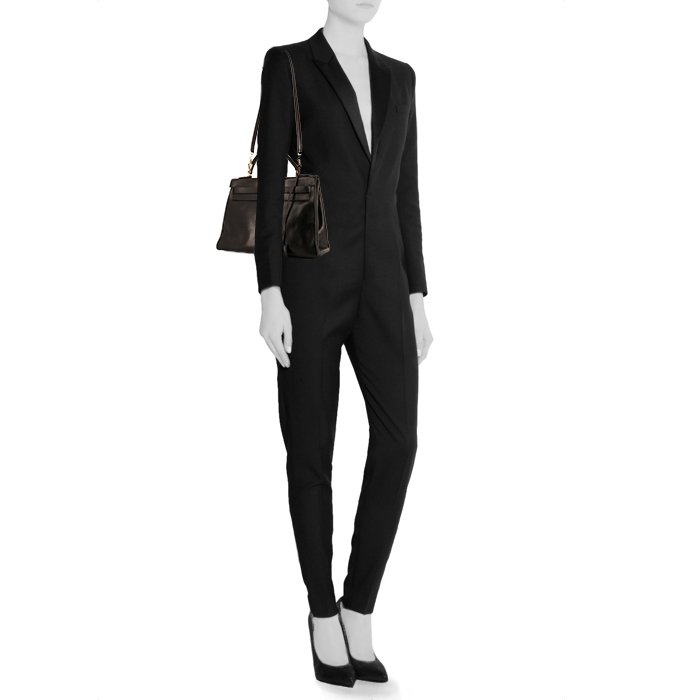 Bolso de mano Hermes Kelly 32 cm en cuero box negro - Detail D2