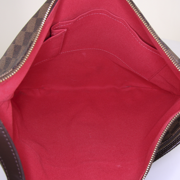 Borsa a tracolla Louis Vuitton Bloomsbury in tela a scacchi ebana e pelle marrone - Detail D2