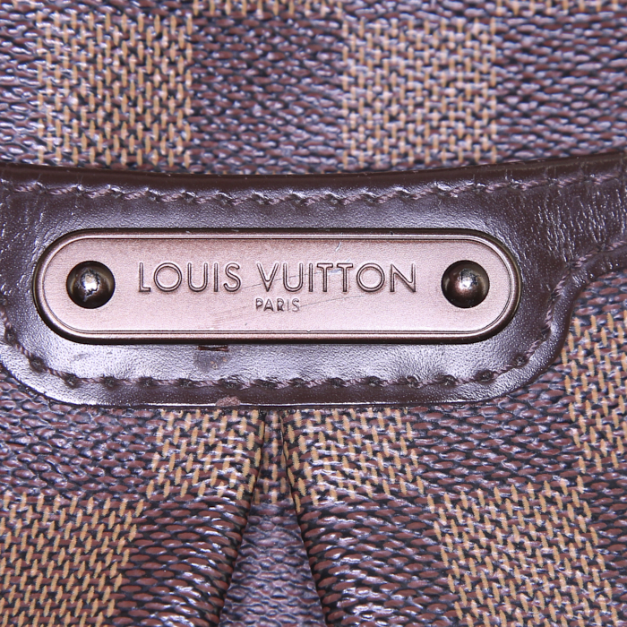 Bolso bandolera Louis Vuitton Bloomsbury en lona a cuadros ébano y cuero marrón - Detail D3