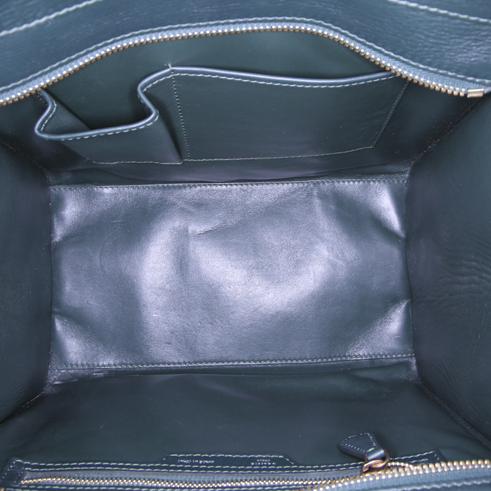 Celine Luggage Mini handbag in green leather - Detail D2