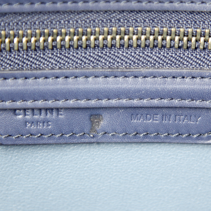 Borsa Celine Luggage in pelle tricolore blu Cobalt blu marino e grigia - Detail D3