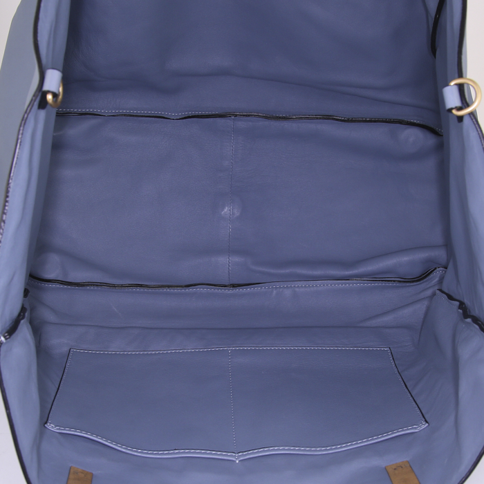 Shopping bag Valentino Garavani in pelle Bleu Pale - Detail D3