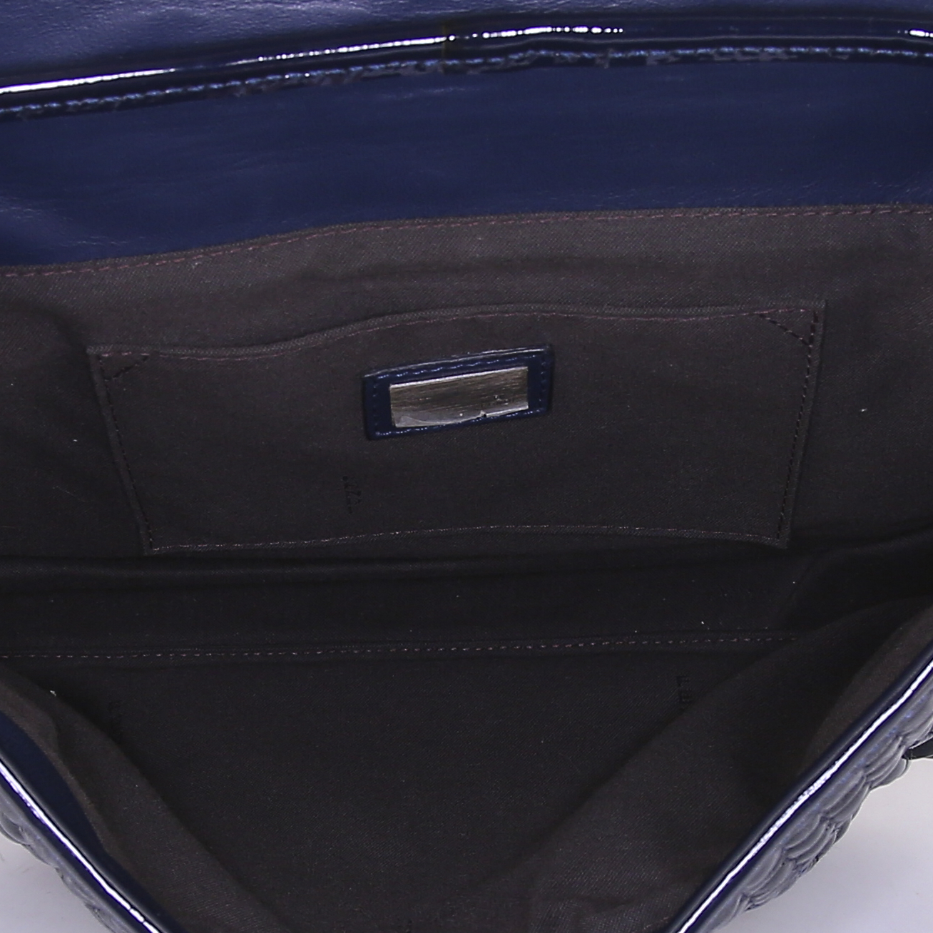 Borsa Fendi B.Bag in pelle verniciata e foderata blu marino e perle rosa - Detail D2