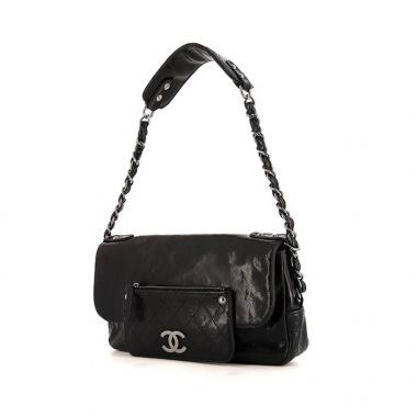 Chanel Pocket in the city small model bag worn on the shoulder or carried in the hand in blue grained leather and blue quilted leather
