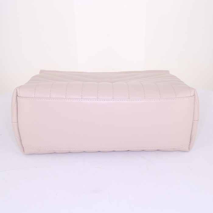 Saint Laurent Loulou large model handbag in powder pink leather - Detail D5