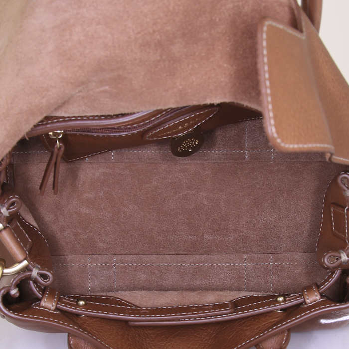 Sac bandoulière Mulberry Bayswater en cuir marron - Detail D3