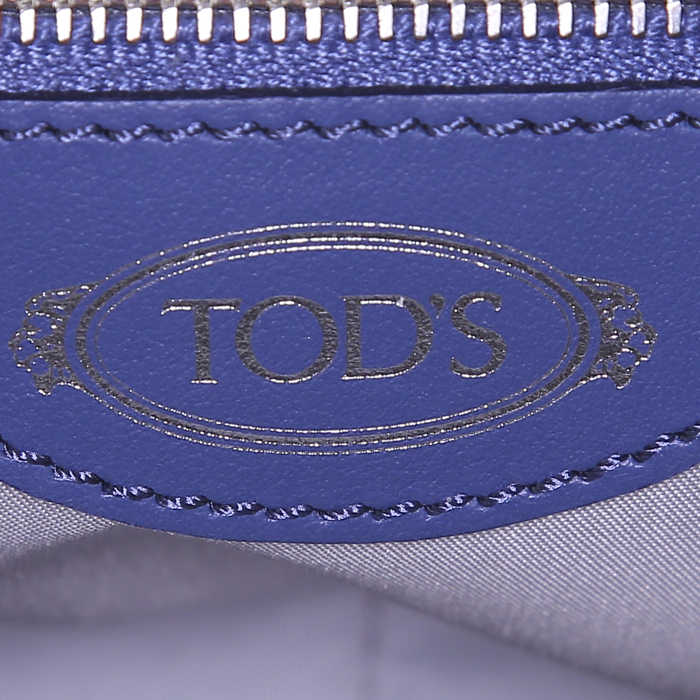 Tod's Double T handbag in blue leather - Detail D3