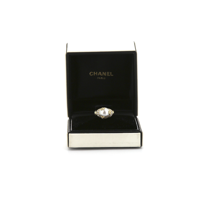 Anello Chanel Comètes in oro giallo,  diamanti e perla - Detail D2