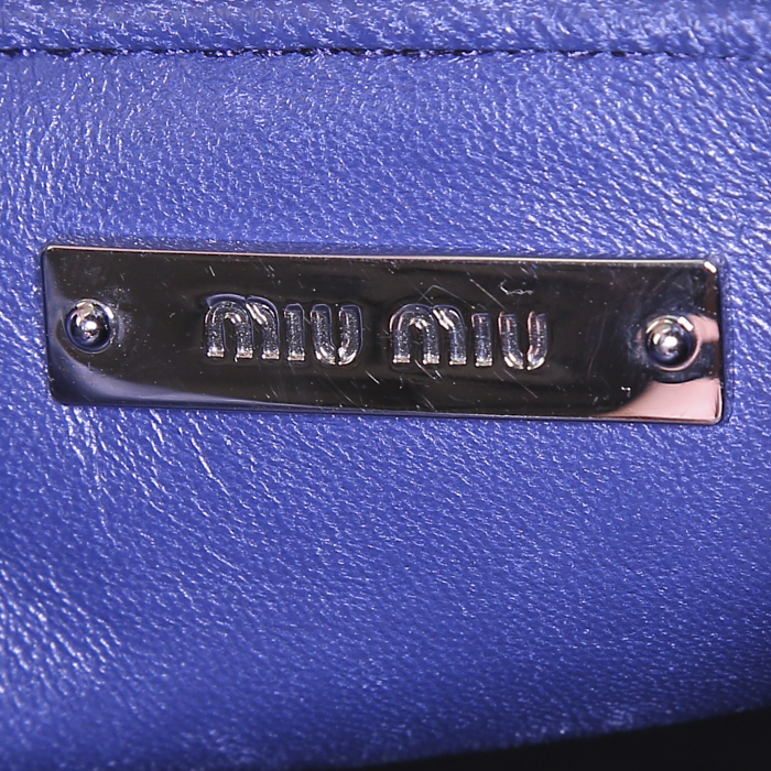 Borsa a tracolla Miu Miu Iconic Crystal in pelle trapuntata blu con strass - Detail D4