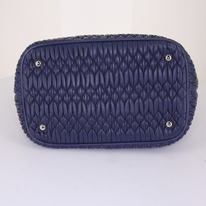 Borsa a tracolla Miu Miu Iconic Crystal in pelle trapuntata blu con strass - Detail D5