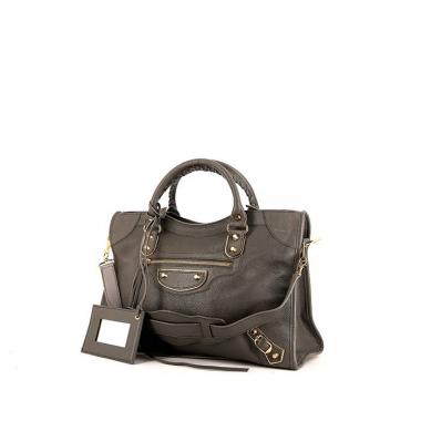 Bolso de mano Balenciaga Metallic Edge City en cuero gris