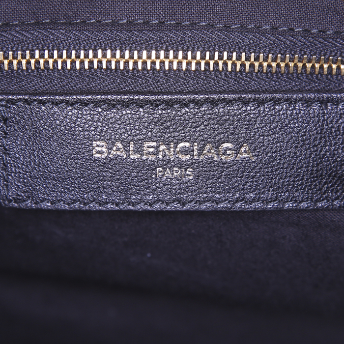 Sac à main Balenciaga Metallic Edge en cuir noir - Detail D4