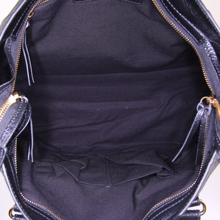 Balenciaga Classic Metallic Edge City handbag in black leather - Detail D3