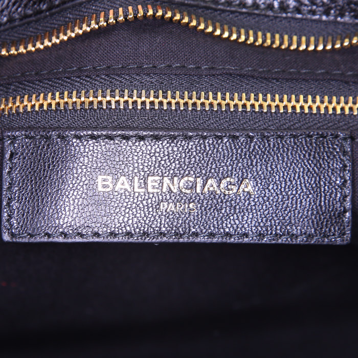 Balenciaga Classic Metallic Edge City handbag in black leather - Detail D4