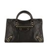 Balenciaga Classic City Metallic Edge handbag in black leather - 360 thumbnail