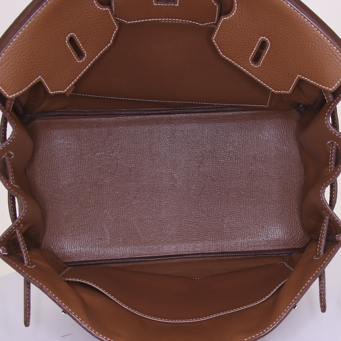 Bolso de mano Hermes Birkin 35 cm en cuero togo color oro - Detail D2