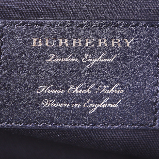 Borsa Burberry The Banner modello medio in pelle marrone con decoro di borchie e tela Haymarket - Detail D4