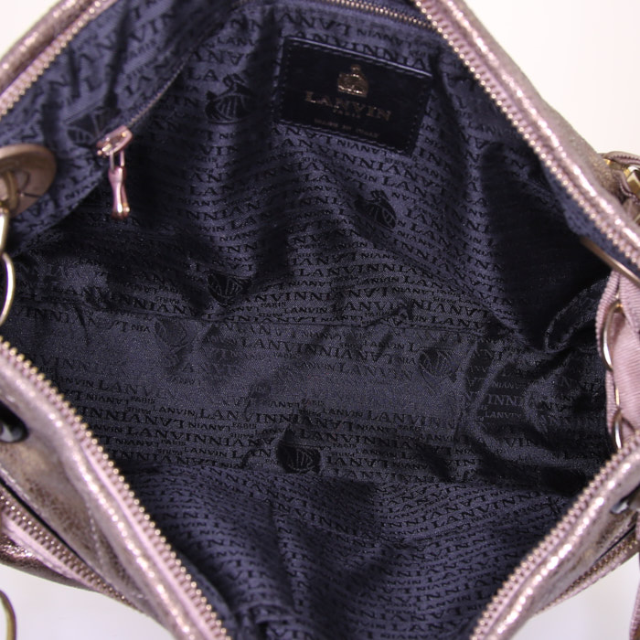 Lanvin Happy bag worn on the shoulder or carried in the hand in golden brown quilted leather - Detail D3