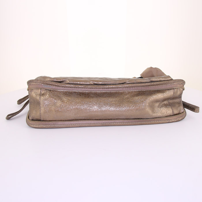 Lanvin Happy bag worn on the shoulder or carried in the hand in golden brown quilted leather - Detail D5