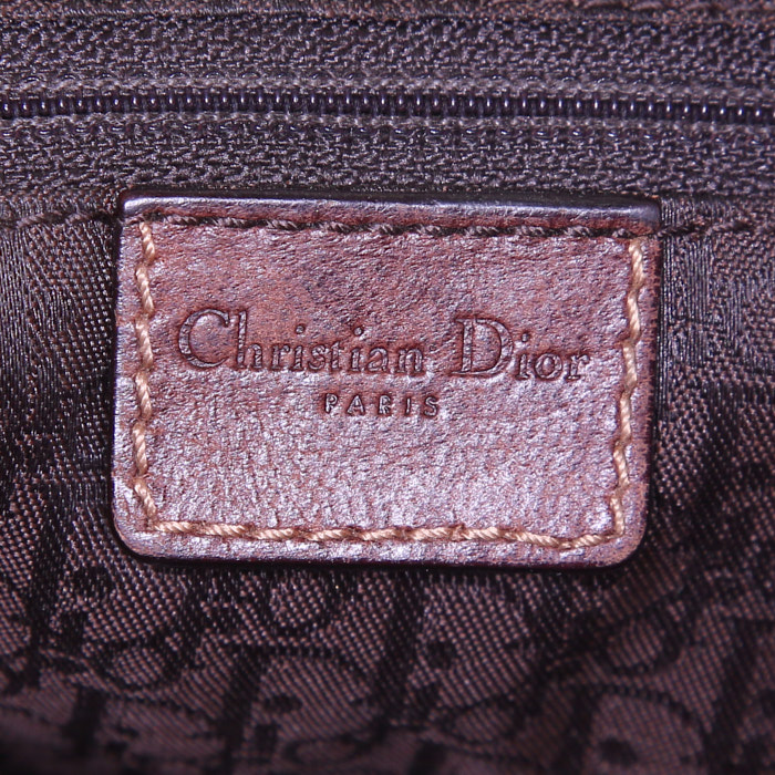 Dior Street Chic shoulder bag in blue denim canvas and brown canvas - Detail D3