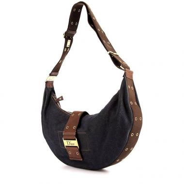 Bolso bandolera Dior Street Chic en lona denim azul y lona marrón