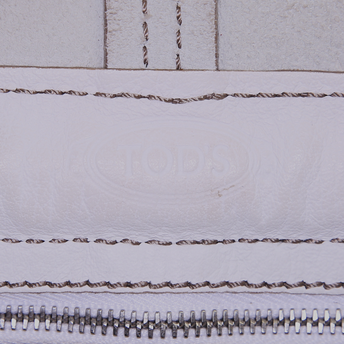 Sac cabas Tod's D-Bag en cuir grainé blanc - Detail D3