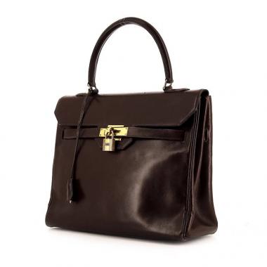 Hermes Monaco handbag in brown box leather