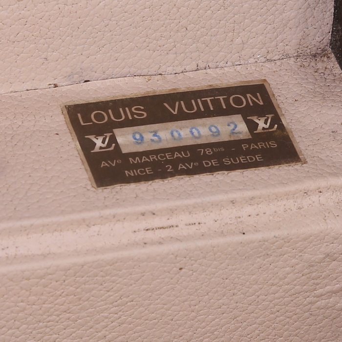 Malle à chapeau Louis Vuitton en toile monogram enduite marron et cuir naturel - Detail D3