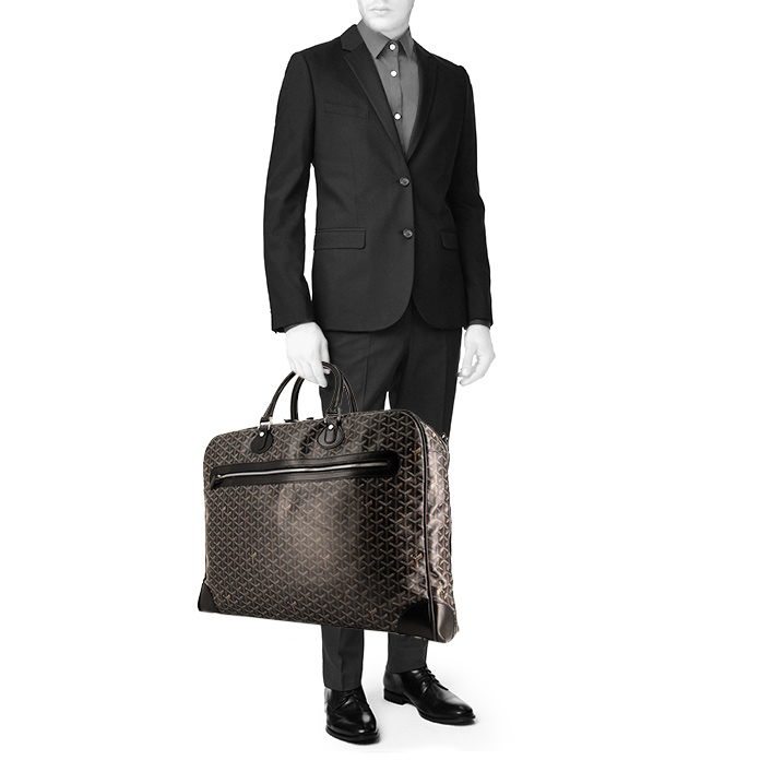 Goyard clothes-hangers in black monogram canvas and black leather - Detail D1