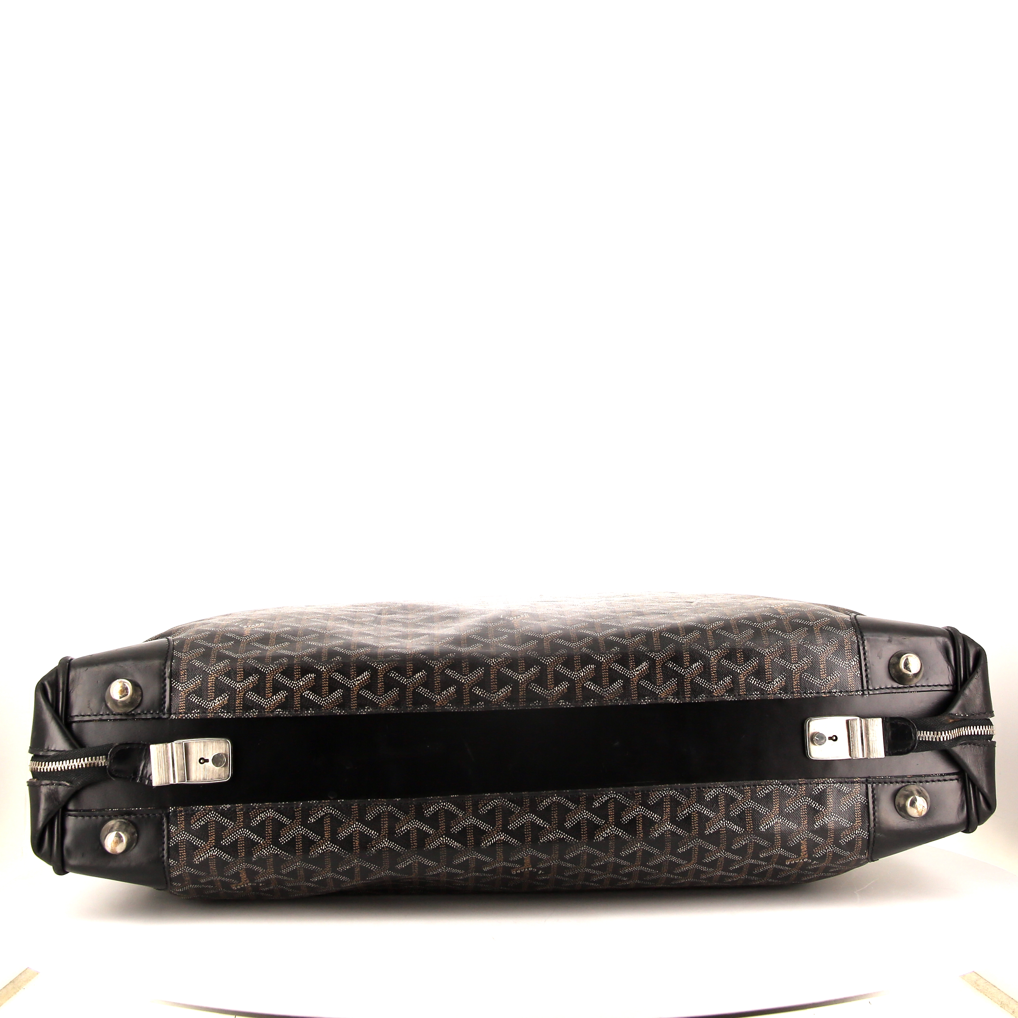 Goyard clothes-hangers in black monogram canvas and black leather - Detail D3