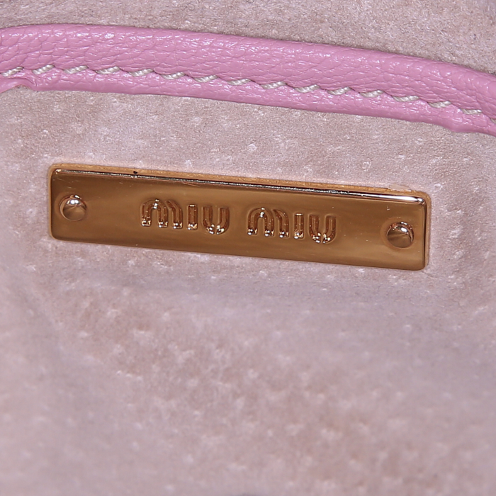 Miu Miu Madras shoulder bag in pink leather - Detail D4