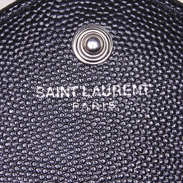 Sac bandoulière Saint Laurent Wallet on Chain en cuir grainé matelassé noir - Detail D3
