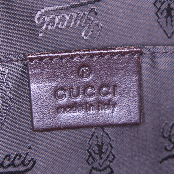 Sac à main Gucci Princy en toile monogram enduite beige et cuir marron - Detail D3