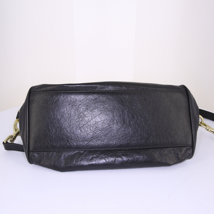 Sac bandoulière Mulberry Alexa moyen modèle en cuir grainé noir - Detail D5