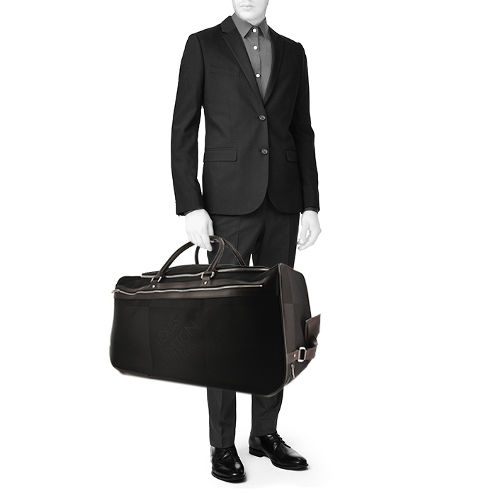 Valise Louis Vuitton Geant Souverain en toile noire et cuir noir - Detail D1