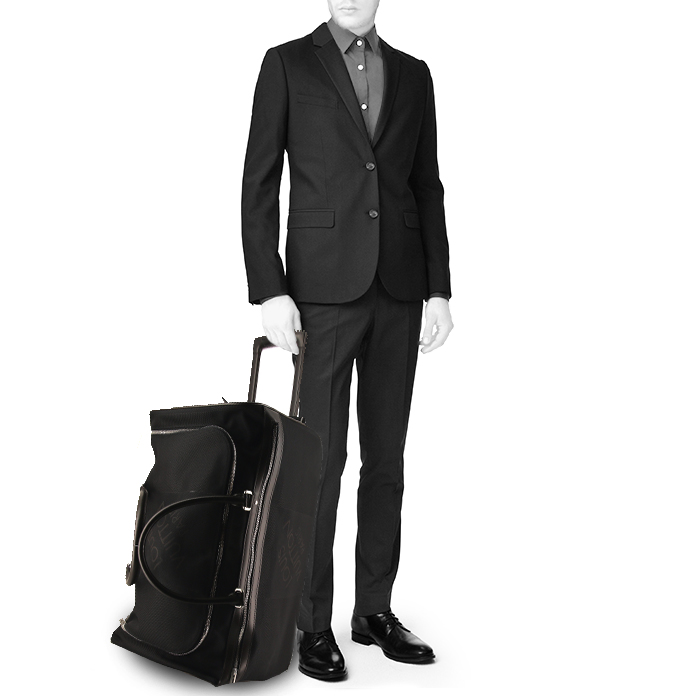 Valise Louis Vuitton Geant Souverain en toile noire et cuir noir - Detail D2