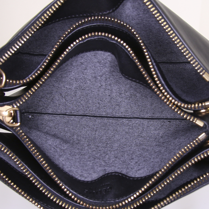 Sac Bandoulière Céline Trio - Cuir Vert Foncé, Quincaillerie Dorée, Fabriqué En Italie - Occasion Très Bon état