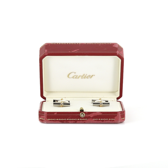 Cartier Trinity pair of cufflinks in 3 golds and stainless steel - Detail D2