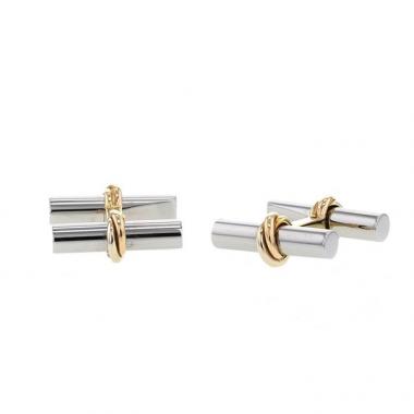 Paire de boutons de manchette Cartier Trinity en 3 ors et acier