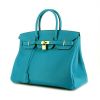 Hermes Birkin 35 cm handbag in Bleu Paon leather taurillon clémence - 00pp thumbnail
