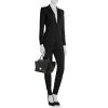 Celine Trapeze medium model handbag in grey and blue leather and dark blue suede - Detail D1 thumbnail