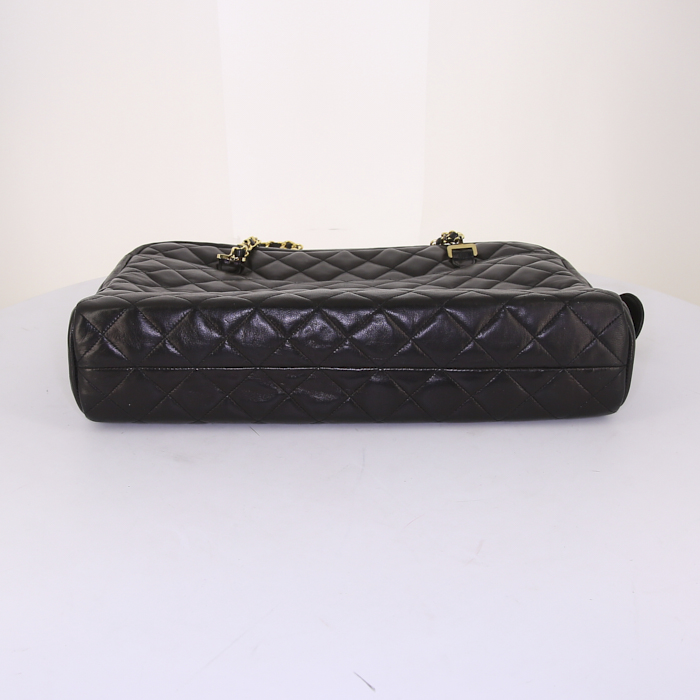 Borsa shopping Chanel Grand Shopping in pelle nera - Detail D4
