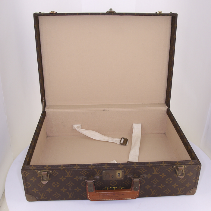 Valise Louis Vuitton Zephyr 50 en toile monogram marron et cuir naturel - Detail D2